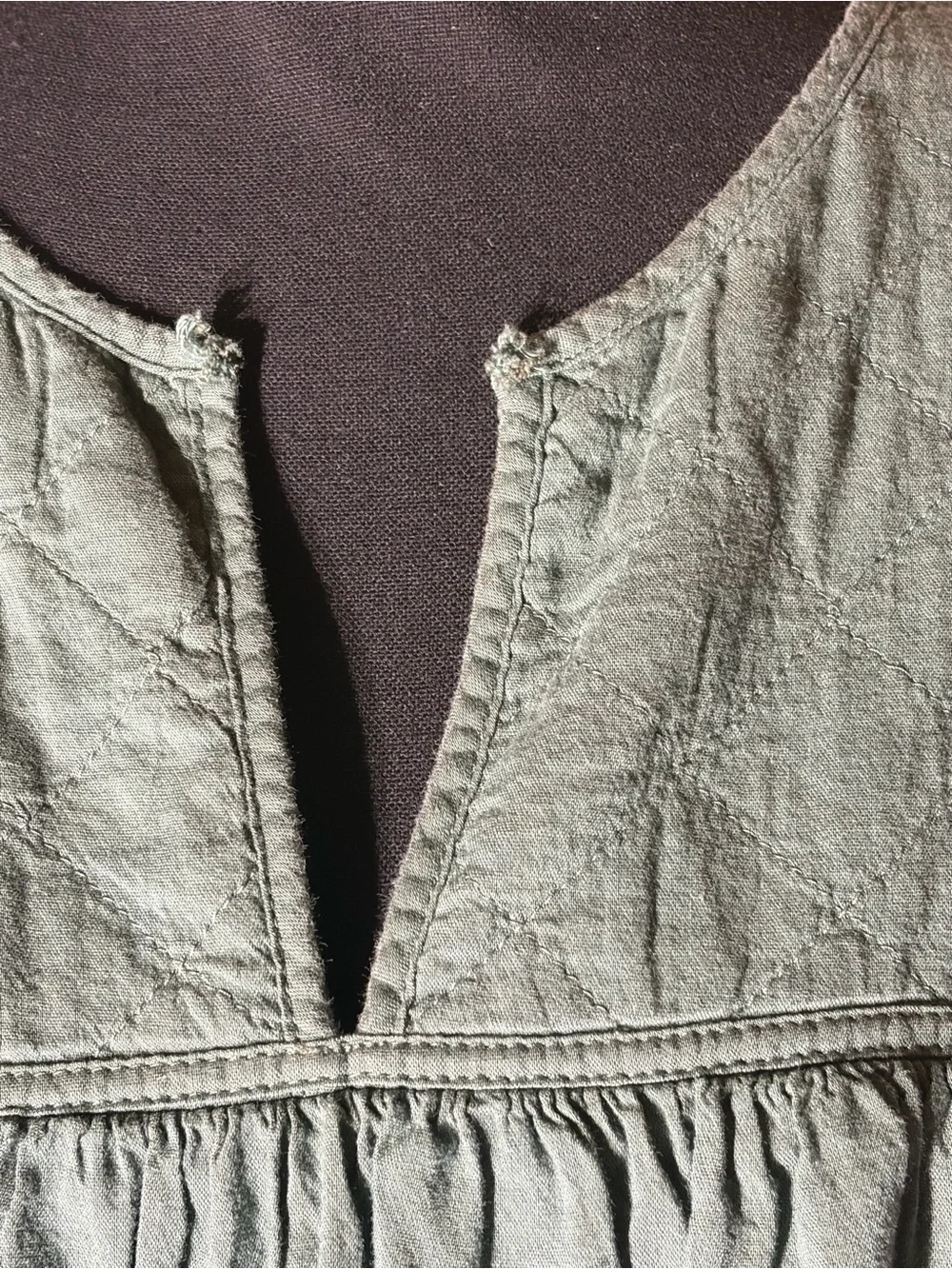 Old Navy Quilted Yoke Puff Sleeve Top in Teal Green